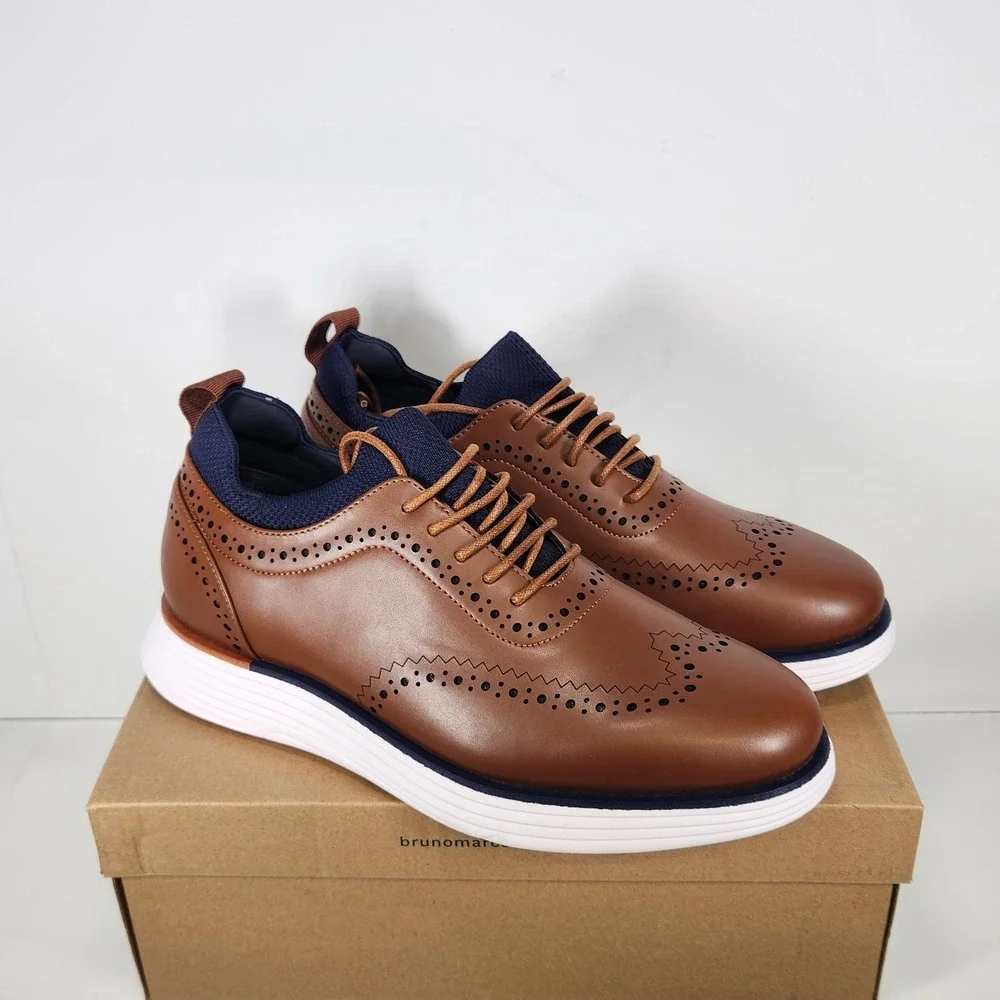 Bruno Marc Oxford Sneakers Mens Size 8.5 Brown Wingtip Brogue Casual Dress Shoes